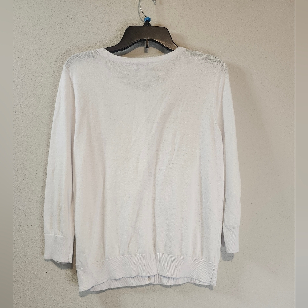 Nordstrom White Button Down Classic Cardigan Size Small Cotton Viscose Brand New - Picture 6 of 7
